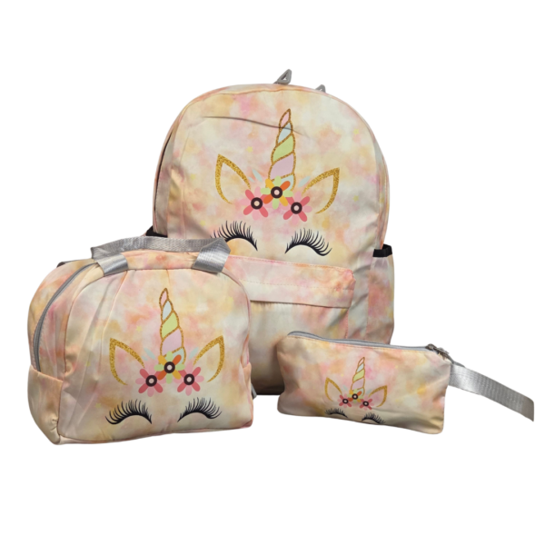 ghiozdan 3 in 1 unicorn galben