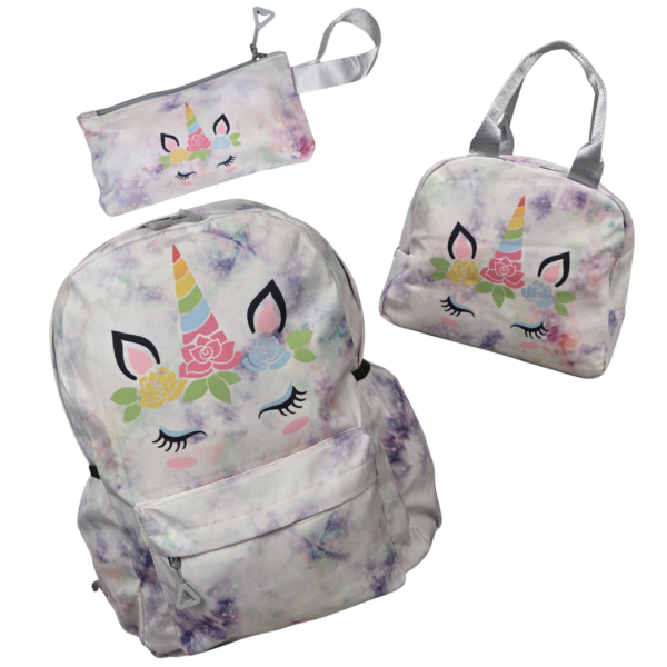 Ghiozdan Școlar Roz Unicorn 3 în 1