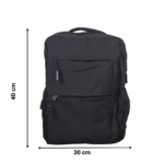 Ghiozdan Laptop Negru cu Port USB, 3 Compartimente, Rezistent la Umezeală – 42 × 30 × 12 cm